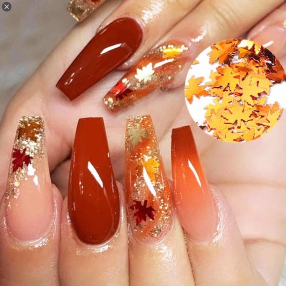 Maple Leaves Shape Nail Art Glitter Flakes 3D - Picture 5 of 7